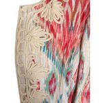 Chico's Chico’s Open Front Linen Cotton Jacket Ikat Print Crochet Trim Size 3 XL Photo 2