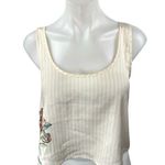 We Wore What Cream Floral Striped Sleeveless Cami Camisole Crop Tank Top Size M Photo 0