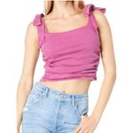 Free People Boulevard Tank in Magenta sz S Adjustable Tie Straps Ruched at Sides Photo 0