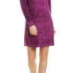 Michael Stars 💕💕 Terry Cloth Long Sleeve Crew Neck Shift Dress Purple Small Photo 0