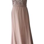 Amsale Pink Sleeveless Crew Neck Maxi Gown Size 10 Tan Photo 0