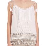Elie Tahari 100% Silk Thelma Beaded Tassel Fringe Tank Top XS White Photo 0