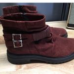 Miz Mooz Finley Women's 11.5 Maroon Suede Side Zip Classic Round Toe Ankle Boots Photo 2