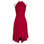 iEFiEL Burgundy Sleeveless Halter Neck High-Low Flare Evening Party Dress Sz 4 Photo 1