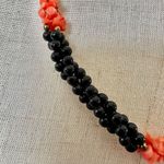 Black onyx beaded and coral long twisted necklace Photo 2