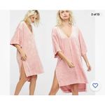 Free People  Pink Crushed Velvet Split Hem Tunic Dress M Photo 5