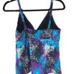 Ocean Dream Signature Tankini Top Molded Cups V Neck Purple Blue Dots 8 Photo 1