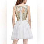 B Darlin 🆕B.Darlin A-Line Scoop Short Gold Sequin Ivory Dress 3/4🆕 Photo 1