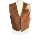 Ralph Lauren Sport vintage leather vest with a natural hair on cowhide size M Photo 5