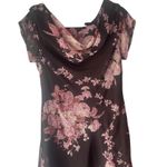 Connected Y2k Pink Brown Fairy Beaded‎ Floral Tiered Chiffon Midi Dress Size M Photo 5