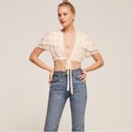 Reformation  Rosedale Ruffle Top in Ivory Photo 5
