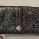 Brighton Double Snap Black Leather Wallet with Silver Accent & Whipstiched Photo 4