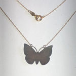 Vogue Brand Vintage Enamel Butterfly Dainty Pendant Gold Tone Chain Necklace Photo 5