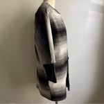 Parker Black Lambskin Leather and Ombre Wool 3/4 Jacket Minimalist Medium Photo 3