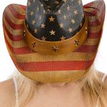 USA American Flag Cowboy Hat Brown Photo 9