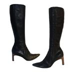 Gucci AUTHENTIC BLACK LEATHER KNEE-HIGH POINTED TOE HEELED LEATHER BOOTS (6.5) Photo 0