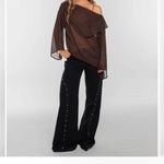 Sheer glittery off the shoulder top Brown Photo 4