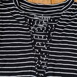 A&E Soft Sexy Tank Top Elegant Black and White‎ Striped Lace up front v size s Photo 2