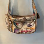 Hand painted leather handbag cross body Southwestern Tan Boho. Photo 5