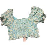 BCBGeneration Tie Front Ruffle Hem Smocked Back Crop Top bm Photo 6