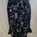 Vintage Ann May100% silk black white French Paris boudoir print skirt size 14 Photo 0