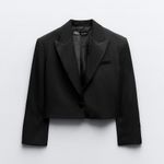 ZARA blazer cropped satin elements oversize casual suit jacket Photo 1