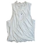 Anthropologie NWT mock neck mesh White Sleeveless Tank Top asymmetrical trim Med Photo 1