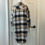 Warm Plaid Long Sleeve Flannel Dress Polyester Thick Material Brown Black Size L Size L Photo 1