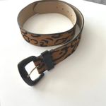 ANOTHER LINE, INC Leopard Print Belt Sz MED Black Buckle Calf Hair Upper Brown Photo 1