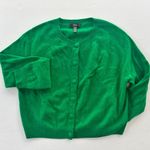 AQUA Cashmere Bright Grass Green Cardigan Size Large Button Front Crewneck Photo 0