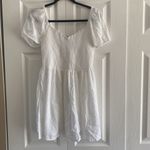 American Eagle White eyelet puff sleeve smocked top mini dress size S Photo 1