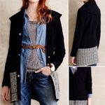 Anthropologie Angel Of The North Black Boiled Wool Leaflace Duster Cardigan S Photo 1