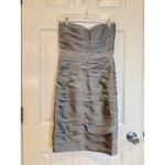 Monique Lhuillier  Bridesmaids Dress Size 4 Gray Strapless Ruched‎ Cocktail Photo 5