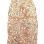 Talbots | Jacquard Brocade Peach Orange Metallic Floral Pencil Skirt Size 2 Photo 0