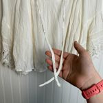 Band of Gypsies White Cropped Peasant Style Top Bell Sleeves, Lace Detail Photo 3