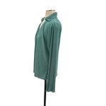 Anthropologie Dolan Lettuce-Hem Buttondown Top Pleated Flare Sleeve Blue Large Photo 6
