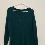 EXPRESS  Strappy Circle Hem Tunic Sweater Solid Teal Green Blue 3/4 Sleeve Winter Photo 4