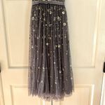 Needle & Thread Comet Midi Dress Size 2 XS Blue Gray Lavender Beaded Open Back Photo 5