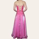 90s/y2k two piece vintage barbie pink shimmery chiffon prom dress Photo 1