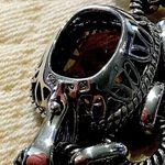 Sterling Silver Artisan Cushion Cut Smokey Topaz  Rope Cable Link Necklace Photo 3