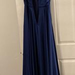La Femme  Navy Blue Striped Long Prom Dress size 4 brand new with tag Photo 7