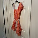 Free People Women’s  Mini Dress Rope Tie Ruffle Hem Orange Stripe Size Medium Photo 5
