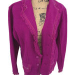 Vtg Purple Magenta Wool Ruffled Blazer Jacket XL Unlined Feminine Coquette Photo 0