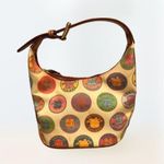 Dooney & Bourke Vintage Medallion Coated Canvas Small Shoulder Bag Heart Charm Photo 0