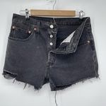 Levi's Levi’s 501 Original Fit High Rise Shorts Women Size 30 Black Cutoff Denim Button Photo 8