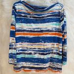 Striped Y2K off the shoulder striped shirt Blue Size M Photo 5