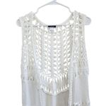 Vivid Crochet Knit Boho Open Front Beach Coverup Cardigan White Size Small Photo 2