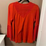 Free People  Red Parisian Nights Flowy Long Sleeve Top Photo 4