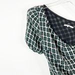 Tularosa Skylar One Shoulder Side Tie Mini Dress M Tinsel Green Plaid Photo 4