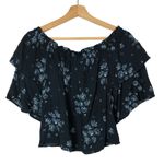 Jack by BB Dakota Rowell Navy Blue Floral Off Shoulder Short Sleeve Top XS Photo 1